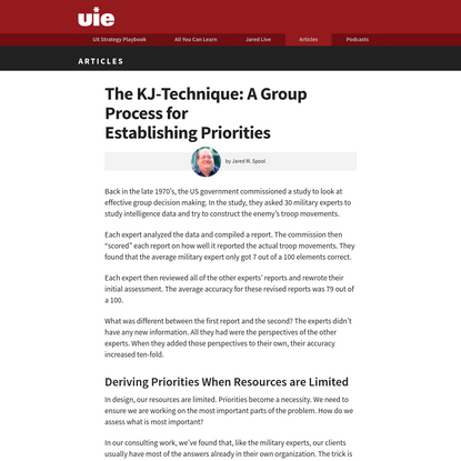 The KJ-Technique: A Group Process for Establishing Priorities