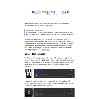 Music = Speech - Text