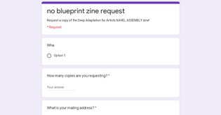 no blueprint zine request