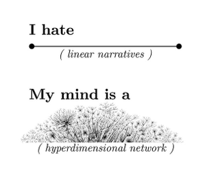 I hate linear narratives. My life, and mind, is made of hyper dimensional networks.