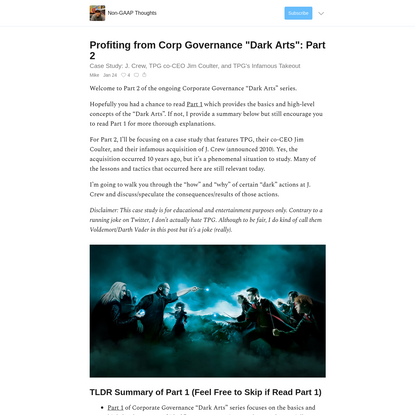 Profiting from Corp Governance "Dark Arts": Part 2