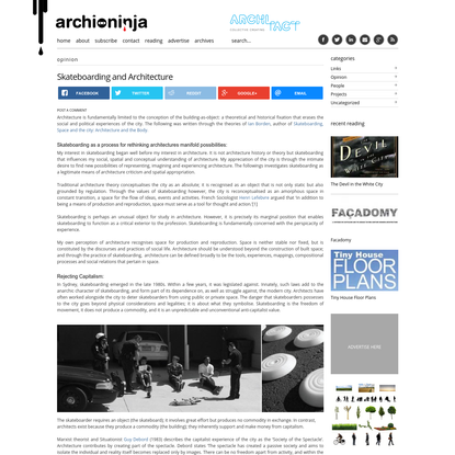Skateboarding and Architecture | Archi-Ninja