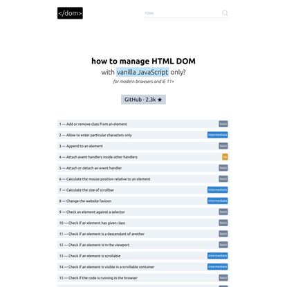 Manage HTML DOM with vanilla JavaScript