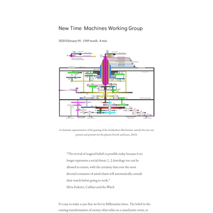 New Time Machines Working Group