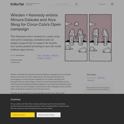 Wieden + Kennedy enlists Nimura Daisuke and Alva Skog for Coca-Cola’s Open campaign