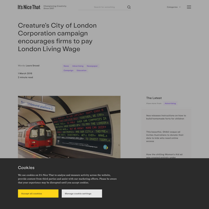 Creature’s City of London Corporation campaign encourages firms to pay London Living Wage