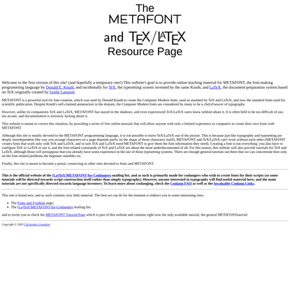 Welcome to the METAFONT and TeX/LaTeX Resource Page
