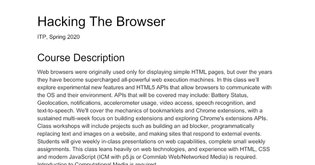 Hacking the Browser Syllabus 2020