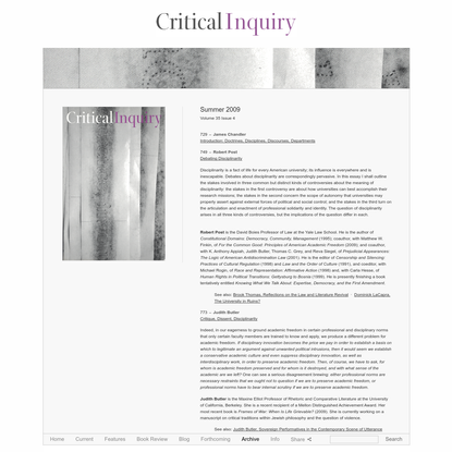 Summer 2009 - Volume 35 Issue 4 - Critical Inquiry