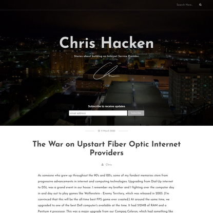 The War on Upstart Fiber Optic Internet Providers
