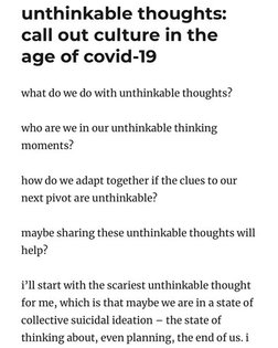 new on the blog - unthinkable thoughts: call out culture in the age of COVID-19. the excerpts here are to uplift some of the...