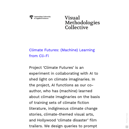 Climate Futures Machine Learning - Visual Methodologies
