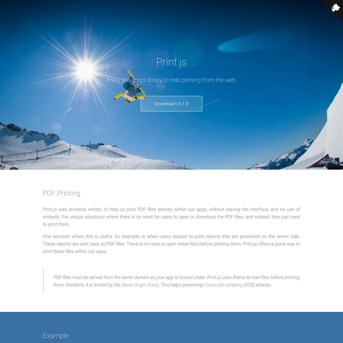 Print.js Javascript library for HTML elements, PDF and image files