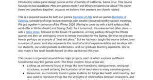 Syllabus - Foundations of Video Game Design