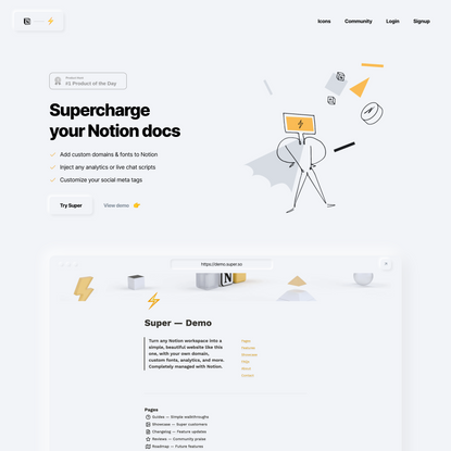 Super — Custom domains, fonts, and analytics for Notion.