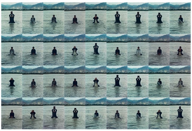 Song Dong Printing on Water (Performance in the Lhasa River, Tibet, 1996)
