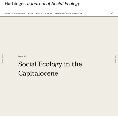 Social Ecology in the Capitalocene - Ben Debney