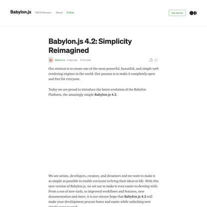Babylon.js 4.2: Simplicity Reimagined
