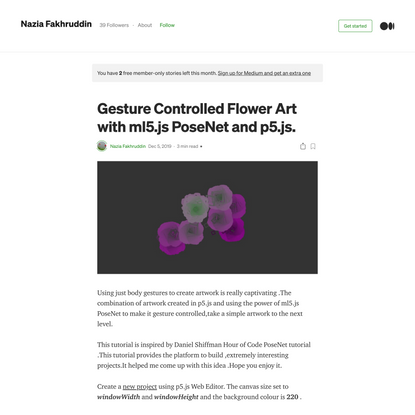Gesture Controlled Flower Art with ml5.js PoseNet and p5.js.