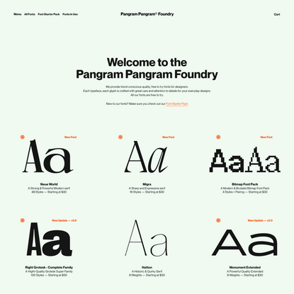 Pangram Pangram Foundry — Free to Try Quality Fonts and Typefaces