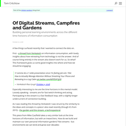 Of Digital Streams, Campfires and Gardens