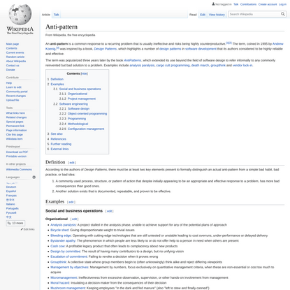 Anti-pattern - Wikipedia