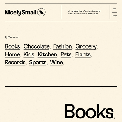 NicelySmall - A curated list of design forward small businesses in Vancouver.