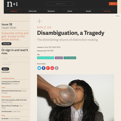 Disambiguation, a Tragedy | Issue 38 | n+1