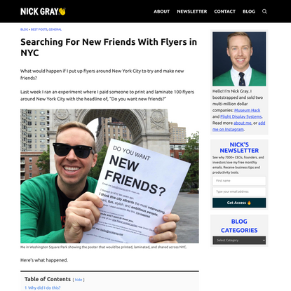 Searching For New Friends With Flyers in NYC - Nick Gray