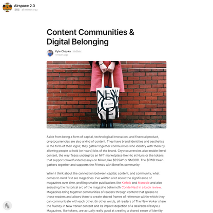 Content Communities &amp; Digital Belonging — Mirror