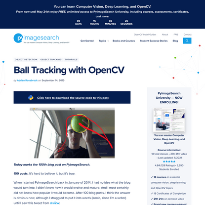 Ball Tracking with OpenCV - PyImageSearch
