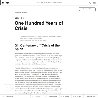 One Hundred Years of Crisis