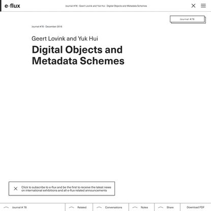 Digital Objects and Metadata Schemes