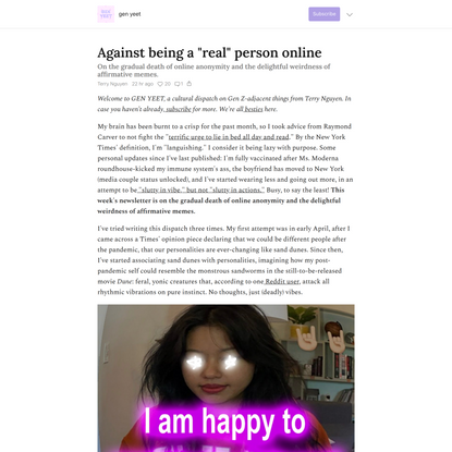 Against being a “real” person online