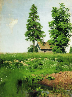 Isaac Levitan - Hut on the meadow, 1885