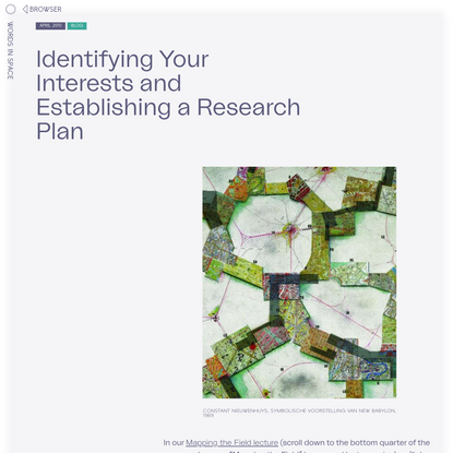Identifying Your Interests and Establishing a Research Plan