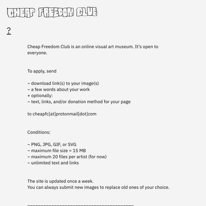 About — Cheap Freedom Club
