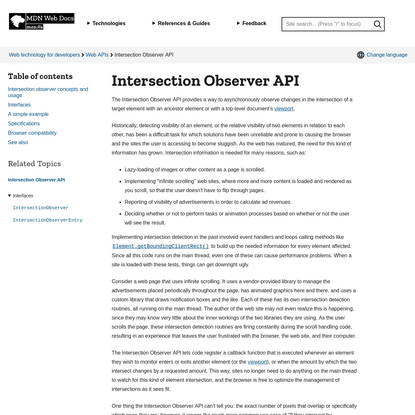 Intersection Observer API - Web APIs | MDN