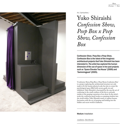 Yuko Shiraishi – Confession Show, Peep Box x Peep Show, Confession Box | Anti-Utopias