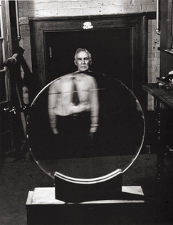 Dr. Robert Wood Stands Behind a Mosaic Diffraction Grating, Photo by Andreas Feininger, 1944