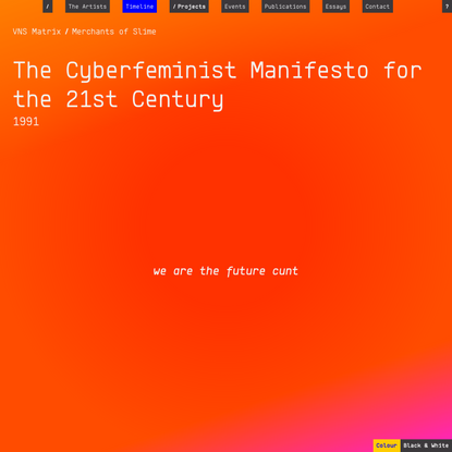 The Cyberfeminist Manifesto for the 21st Century ⁄ VNS Matrix