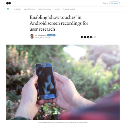 Enabling ‘show touches’ in Android screen recordings for user research