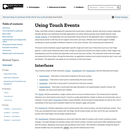 Using Touch Events - Web APIs | MDN