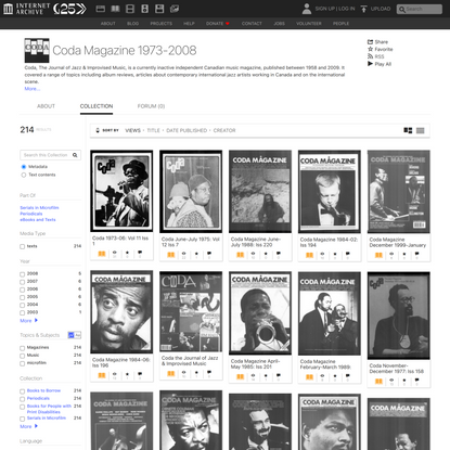 Coda Magazine 1973-2008 : Free Texts : Free Download, Borrow and Streaming : Internet Archive