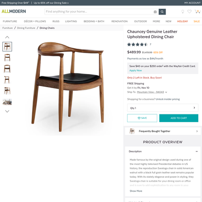 Chauncey Genuine Leather Upholstered Dining Chair