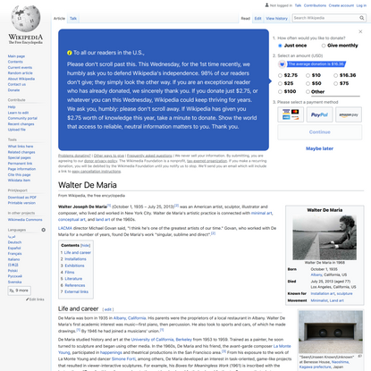 Walter De Maria - Wikipedia