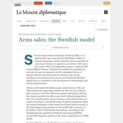 Arms sales: the Swedish model