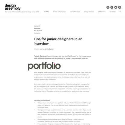 Tips for junior designers in an interview - Design Assembly