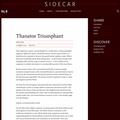 Mike Davis, Thanatos Triumphant — Sidecar
