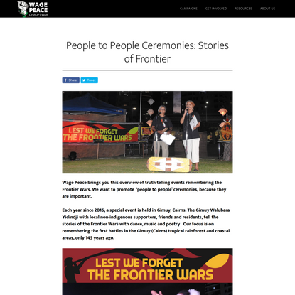 People to People Ceremonies: Stories of Frontier - Wage Peace - Disrupt War